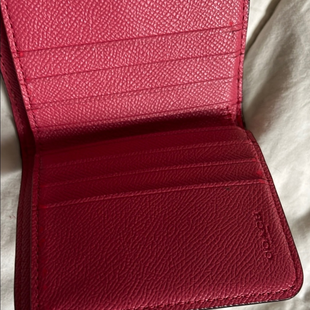 Coach Pink and Tan Compact Wallet - Picture 5 of 11